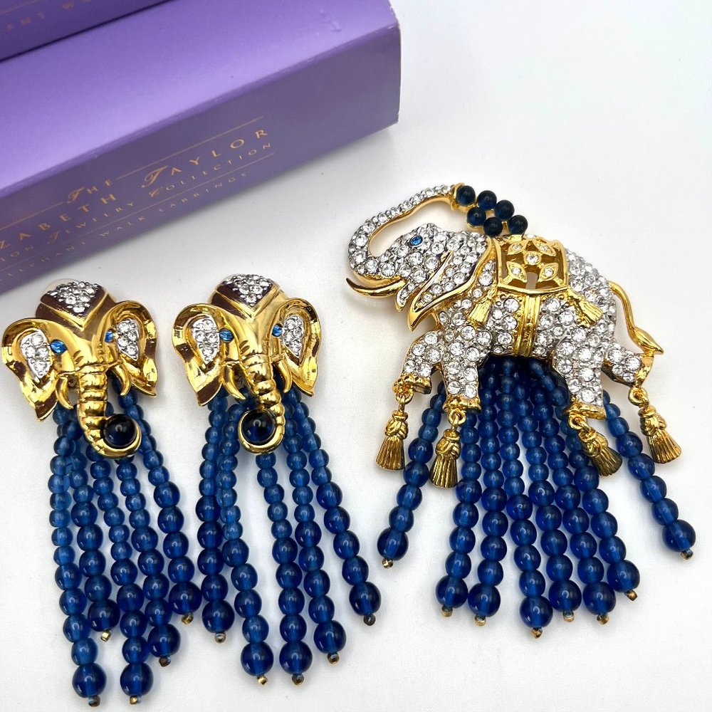 Elizabeth Taylor for Avon Elephant Walk Brooch and Clip Earrings